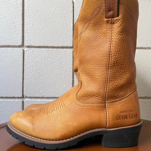 Guide Gear Men’s Genuine Tan Leather Round Toe Western Cowboy Boot | US 9 - Picture 3 of 6